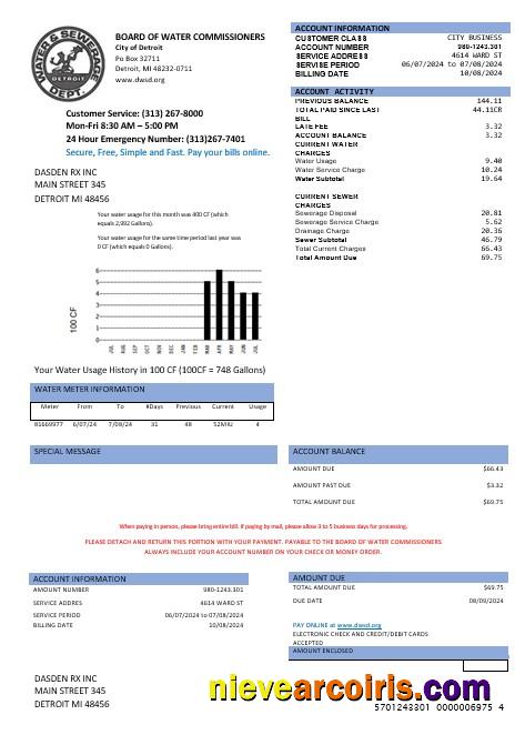 United States Board of water commissioners water business utility bill